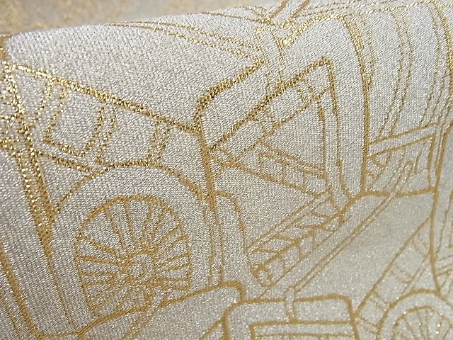 平和屋着物■綴れ 六通柄袋帯 御所車文 金糸 逸品 tw3747
