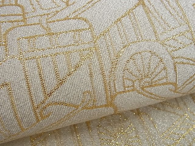 平和屋着物■綴れ 六通柄袋帯 御所車文 金糸 逸品 tw3747