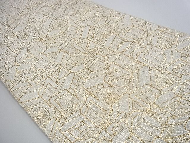平和屋着物■綴れ 六通柄袋帯 御所車文 金糸 逸品 tw3747
