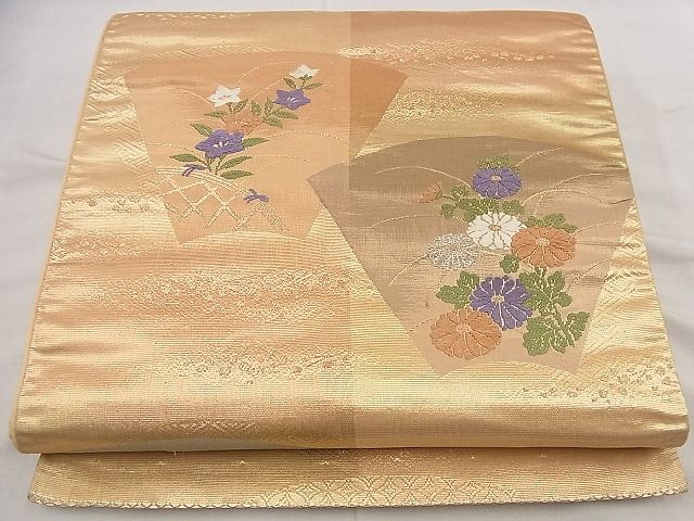 平和屋着物■六通柄袋帯 唐織 地紙秋草文 金銀糸 逸品 n-wu0155
