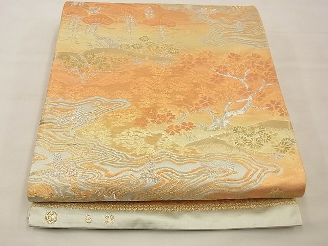 平和屋着物■六通柄袋帯 流水花松文 金銀糸 逸品 n-xi0234