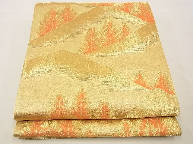 平和屋着物■西陣 六通柄袋帯 遠山樹林文 金糸 逸品 n-xi0294