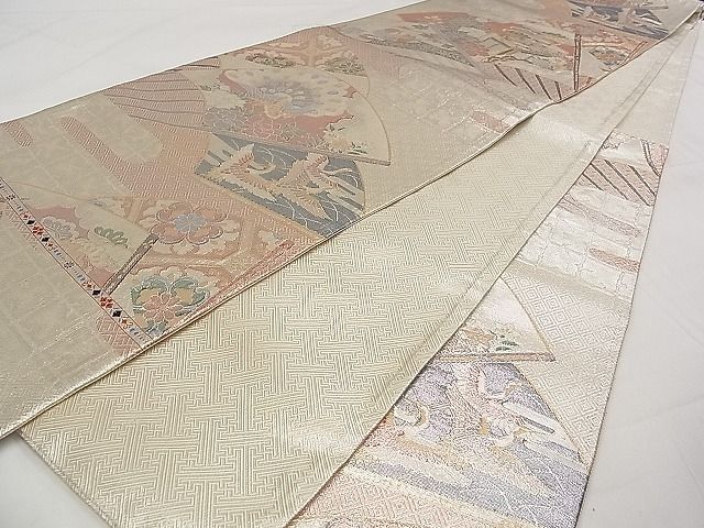 平和屋着物■本佐賀錦 六通柄袋帯 玉華扇面文 金銀糸 逸品 ya0138