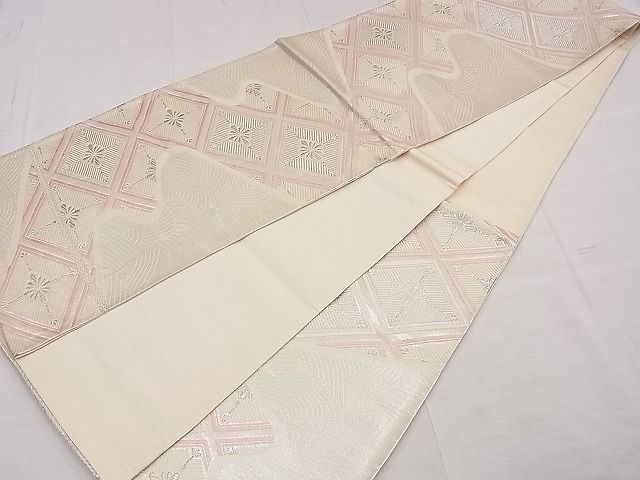 平和屋着物■六通柄袋帯 唐織 松葉花菱文 銀糸 逸品 n-yt0092