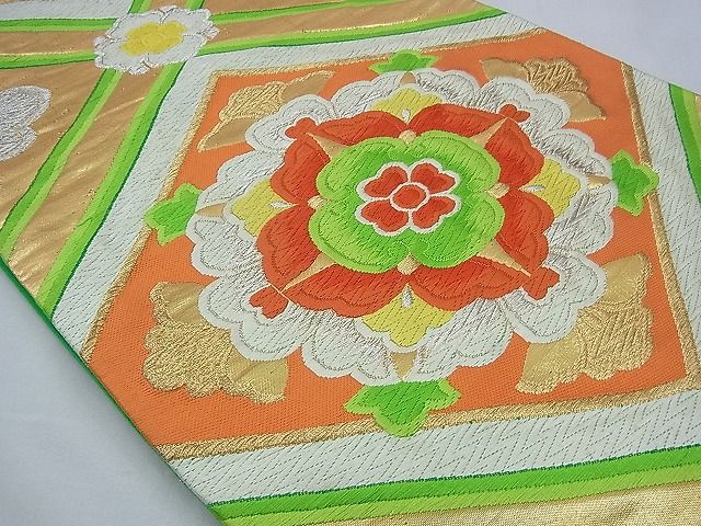 平和屋着物■六通柄袋帯 唐織 花菱文様 金銀糸 逸品 n-ts0102