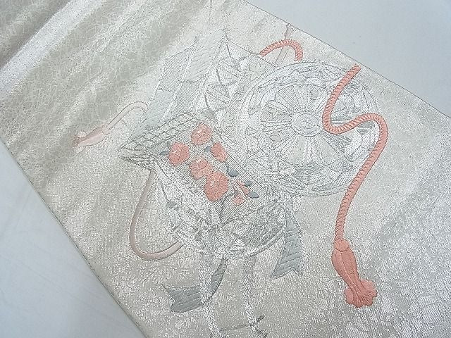 平和屋着物■袋帯 総刺繍 駒刺繍 御所車花文 逸品 ca4635