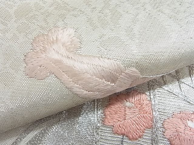 平和屋着物■袋帯 総刺繍 駒刺繍 御所車花文 逸品 ca4635