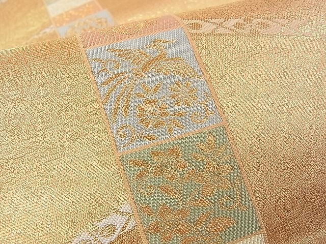 平和屋着物■六通柄袋帯 花鳥文 金糸 逸品 op6482