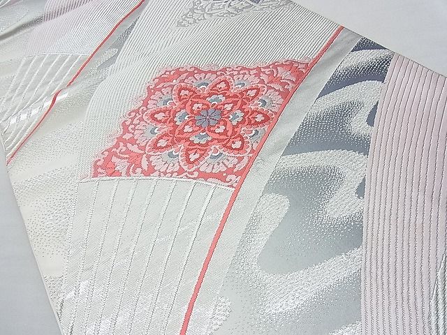 平和屋着物■六通柄袋帯 唐織 宝相華 銀糸 逸品 n-ow0210