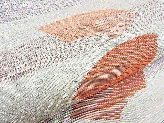 平和屋着物■六通柄袋帯 地紙流し 銀糸 逸品 n-ow0218