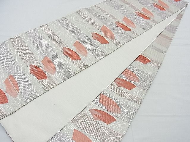 平和屋着物■六通柄袋帯 地紙流し 銀糸 逸品 n-ow0218