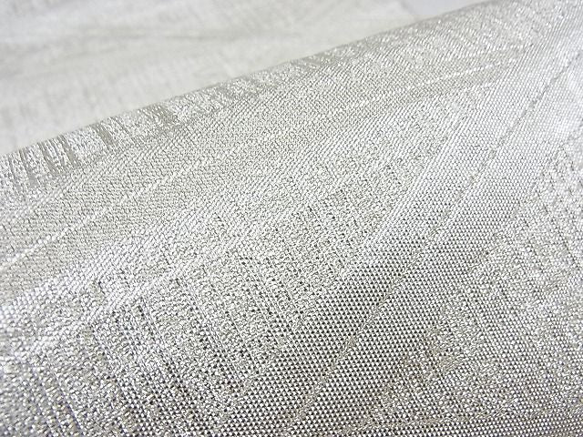 平和屋着物■六通柄袋帯 ふくれ織り 芝草文様 銀糸 逸品 n-ow0239