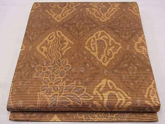 平和屋着物■六通柄袋帯 草花文 金糸 逸品 fb9771