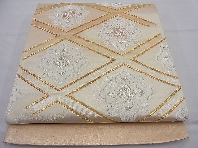 平和屋着物■六通柄袋帯 唐織 菱天井花文 金銀糸 逸品 n-ud0004