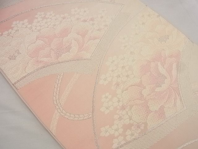 平和屋着物■六通柄袋帯 唐織 地紙重ね文 銀糸 逸品 n-wu0247