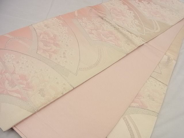 平和屋着物■六通柄袋帯 唐織 地紙重ね文 銀糸 逸品 n-wu0247