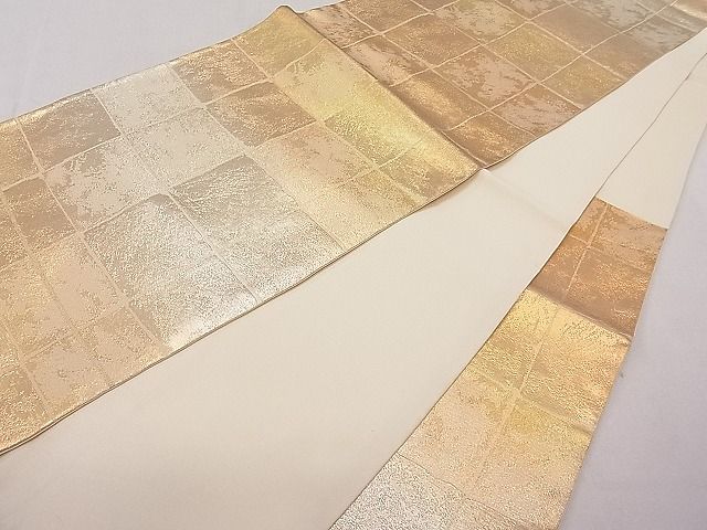 平和屋着物■六通柄袋帯 格子柄 金銀糸 逸品 ut5819