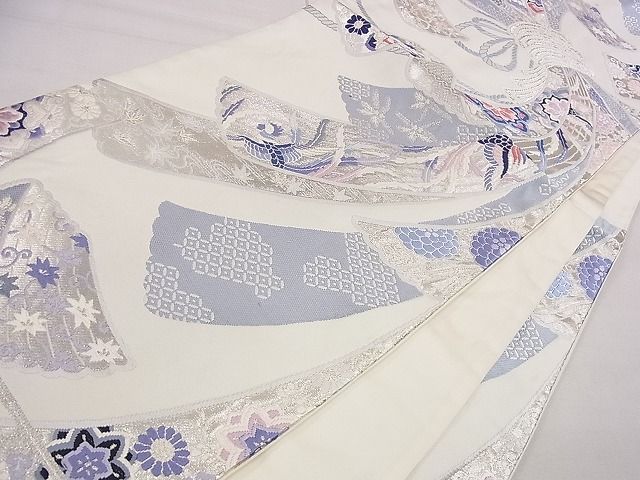 平和屋着物■六通柄袋帯 唐織 吉祥熨斗文 銀糸 逸品 eg0758