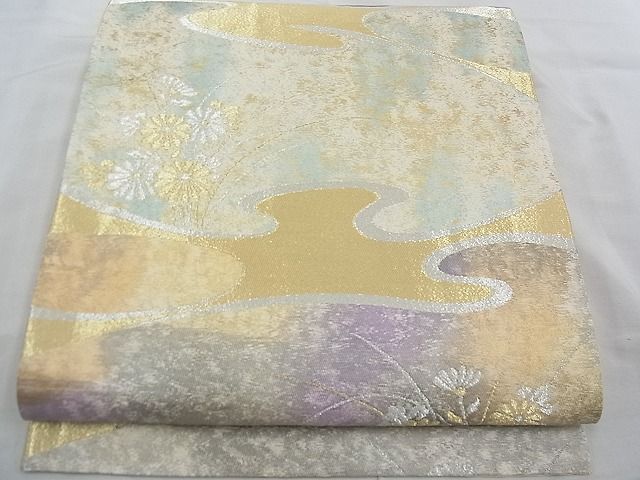平和屋着物■六通柄袋帯 流水菊花文 金銀糸 逸品 n-ct0035