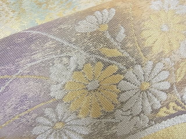 平和屋着物■六通柄袋帯 流水菊花文 金銀糸 逸品 n-ct0035