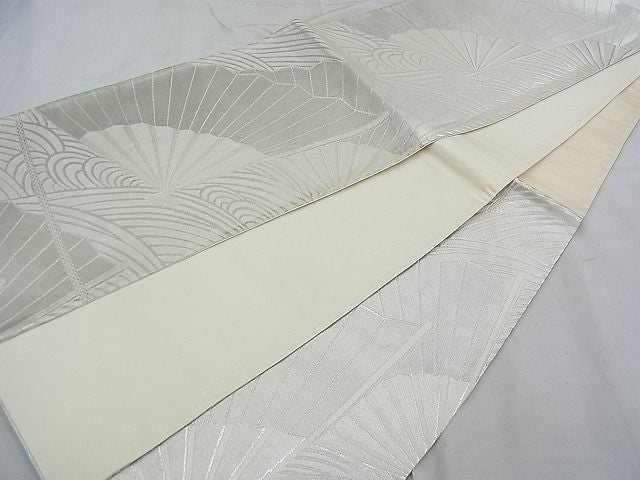 平和屋着物■六通柄袋帯 唐織 扇面流し 銀糸 逸品 n-ct0036