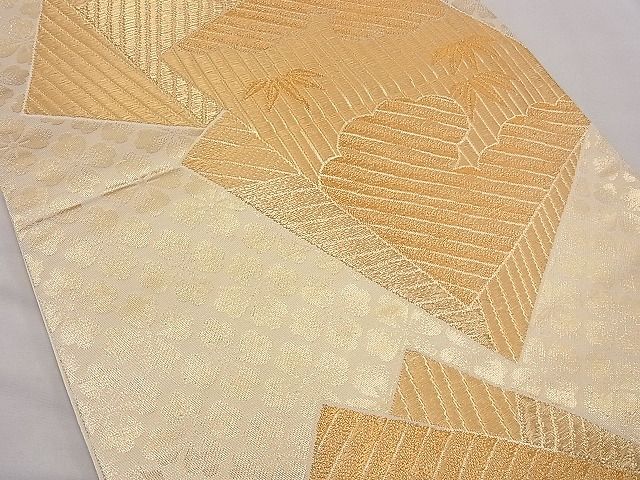 平和屋着物■六通柄袋帯 色紙重ね笹竹文 金糸 逸品 n-yt0157
