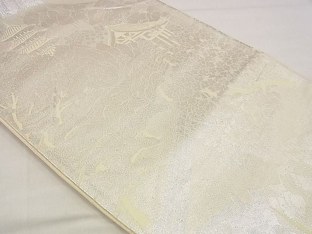 平和屋着物■六通柄袋帯 京洛百景東寺 銀糸 逸品 n-up0583
