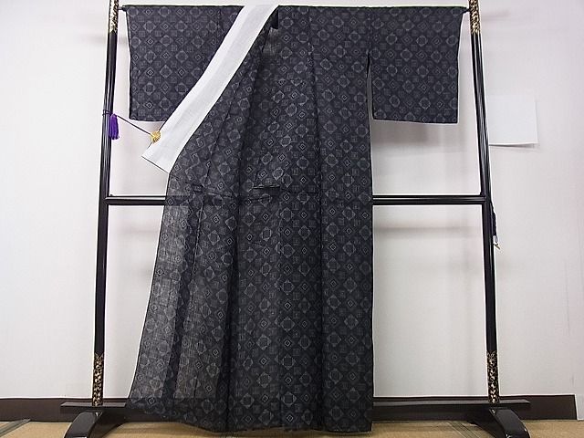 平和屋本店*極上 夏物 重要無形文化財 本場宮古上布 菱吉祥文 苧麻 逸品 3s30298