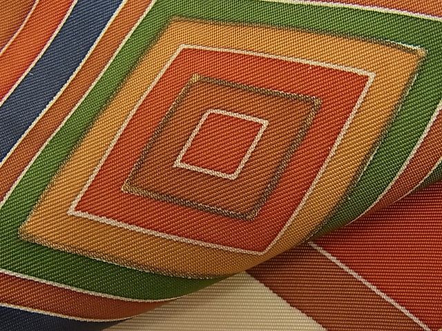 平和屋着物■塩瀬 九寸名古屋帯 駒刺繍 松皮菱 金彩 逸品 n-ar4108