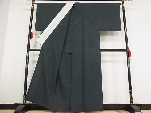 平和屋本店■極上 白鷹お召 単衣 蚊絣 着丈159.5cm 裄丈66cm 正絹 逸品 4kk4009