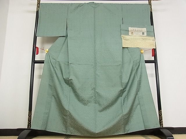平和屋本店■極上 野蚕糸きもの 色無地 単衣 深川鼠色 証紙付き やまと金ラベル 着丈163cm 裄丈70cm 正絹 逸品 4kk4042