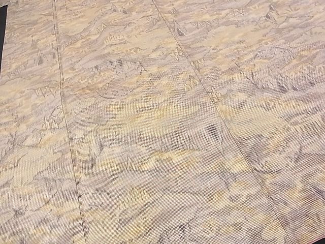 平和屋着物■上質なお召 重ね山風景文 逸品 n-sa3517