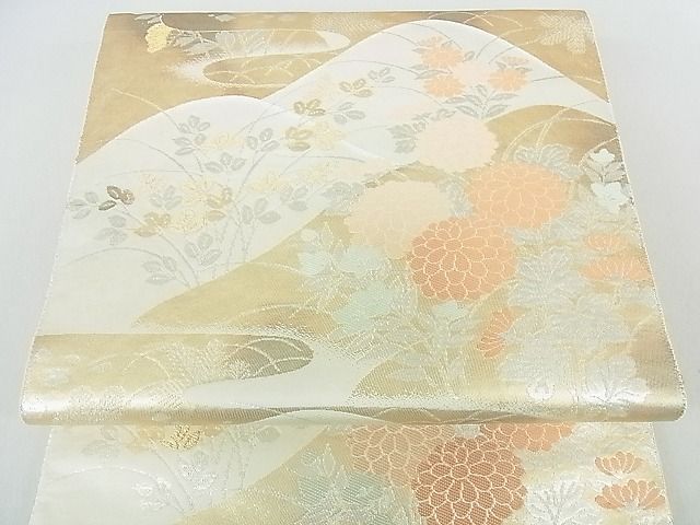 平和屋着物■六通柄袋帯 霞草花文 金銀糸 逸品 sf2928
