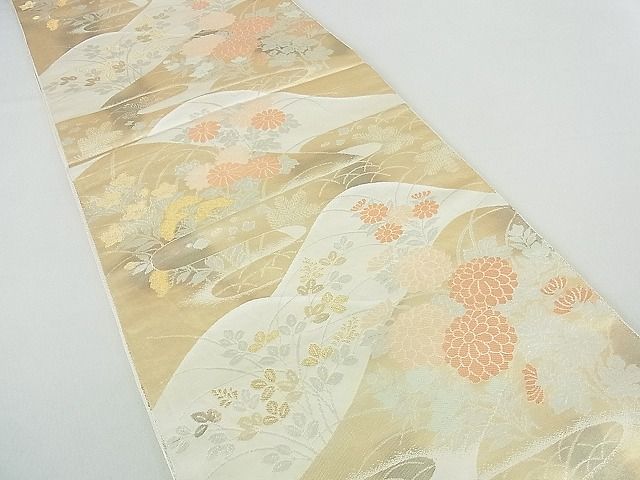 平和屋着物■六通柄袋帯 霞草花文 金銀糸 逸品 sf2928
