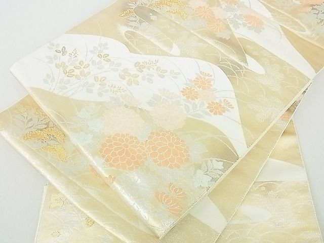 平和屋着物■六通柄袋帯 霞草花文 金銀糸 逸品 sf2928