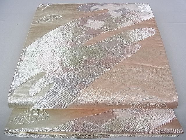 平和屋着物■六通柄袋帯 流水片車文 銀糸 逸品 ud2629
