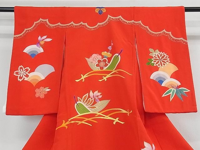 平和屋本店■希少 染刺工芸 大羊居 東京友禅 子供 七五三 女の子 3歳 祝着 駒刺繍 吉祥花文 金銀糸 逸品 3kh1798