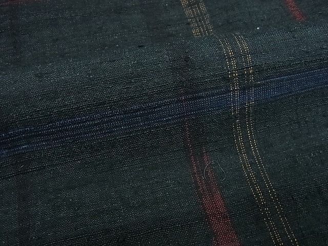 平和屋本店●極上 郡上紬 草木染 格子柄 証紙付き 逸品3s5392