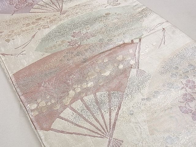 平和屋着物■佐賀錦 六通柄袋帯 扇面吉祥文 金銀糸 逸品 ng3491