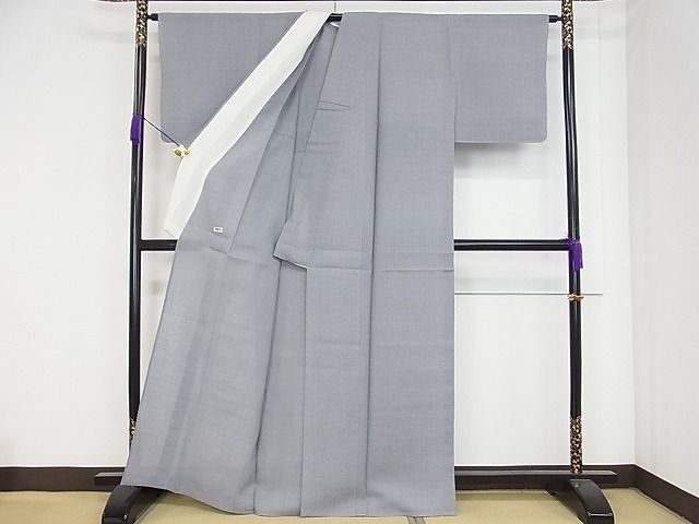 平和屋本店■希少 夏物 本場夏結城 奥順 色無地 素鼠色 織:水野節子 パールトーン加工 証紙付き 逸品 未使用3s20981