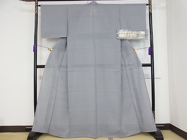 平和屋本店■希少 夏物 本場夏結城 奥順 色無地 素鼠色 織:水野節子 パールトーン加工 証紙付き 逸品 未使用3s20981