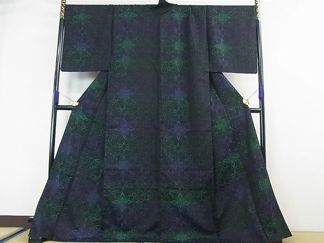 平和屋本店▽極上 皇室献上本舗謹製 寿光織 お召 単衣 やまと金ラベル 反端付き 逸品 未使用 3kh1932