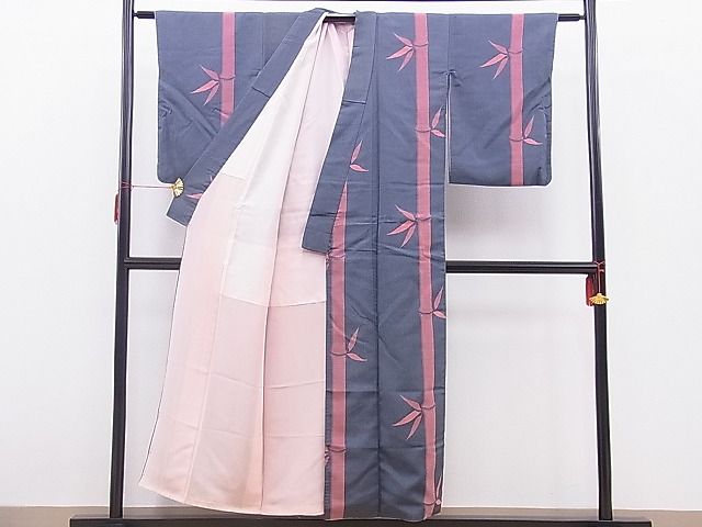 平和屋着物■上質なお召 笹竹文 逸品 n-qt0691