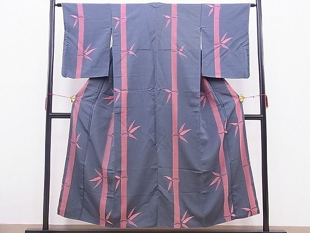 平和屋着物■上質なお召 笹竹文 逸品 n-qt0691
