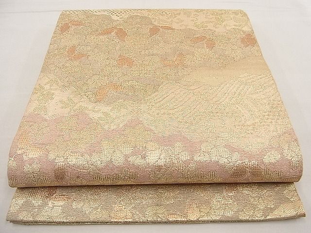 平和屋着物■佐賀錦 六通柄袋帯 花蝶文 逸品 n-ne2858