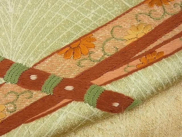 平和屋着物■付下げ 刺繍 横笛 たたき染め 逸品 n-xi0700