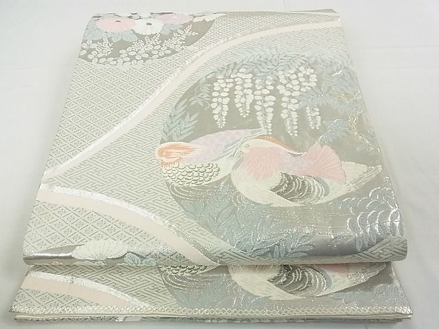平和屋着物■六通柄袋帯 鴛鴦花文 錦織プラチナ二重箔 逸品 rt3061