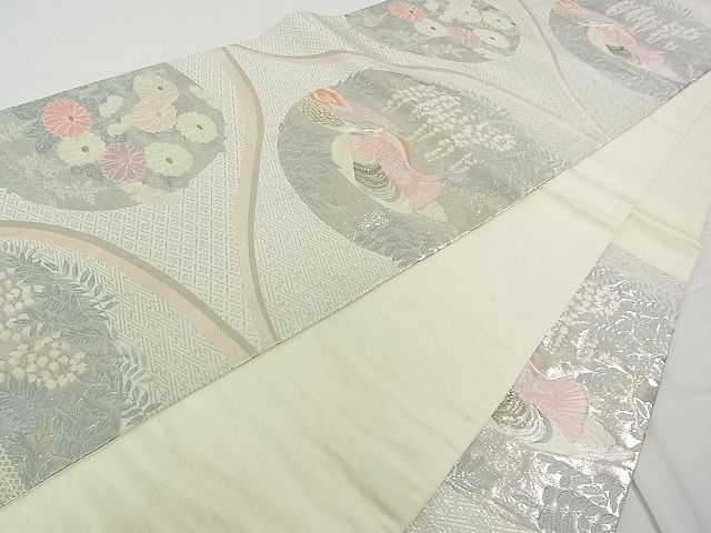 平和屋着物■六通柄袋帯 鴛鴦花文 錦織プラチナ二重箔 逸品 rt3061