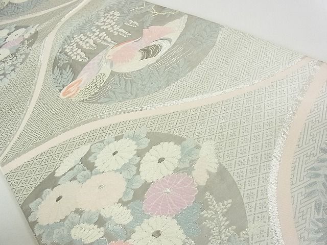 平和屋着物■六通柄袋帯 鴛鴦花文 錦織プラチナ二重箔 逸品 rt3061