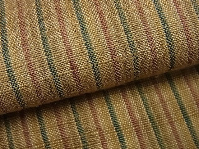 平和屋本店▽超希少 銀座こうげい 織物師・田島隆夫 紬 単衣 縞 たとう紙付き 逸品3s5644